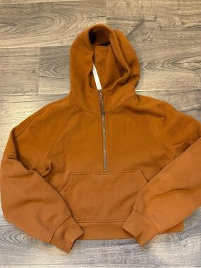 Brown Lulu cropped scuba hoodie